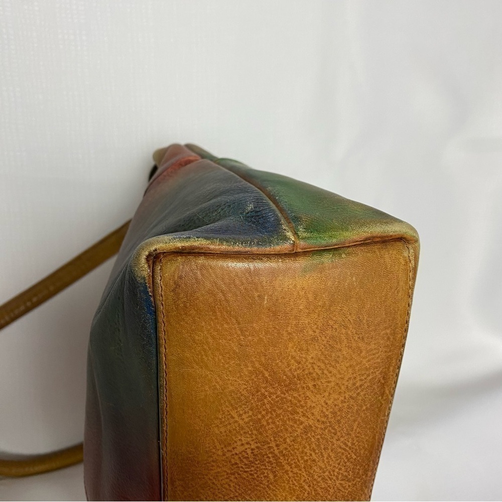 Anuschka Gorgeous Hand Painted Medium Zip Top Genuine Brown Leather Hobo Bag - Picture 11 of 15
